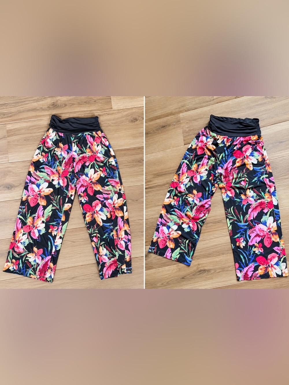 Apt. 9 Tropical Floral Wide Leg Palazzo Pants L Made in Mexico